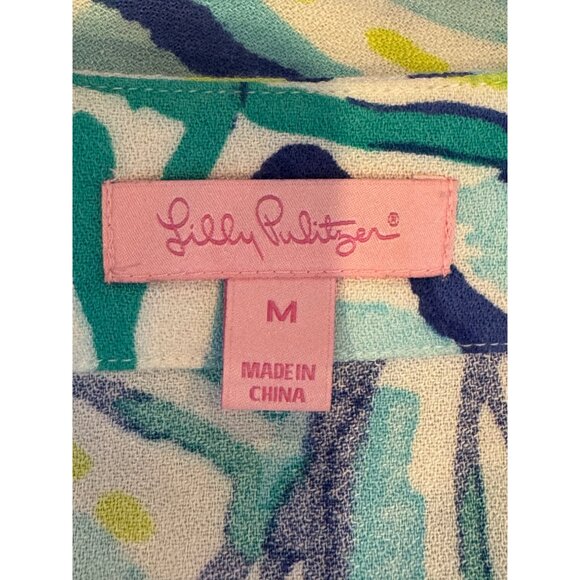 Lilly Pulitzer Dress Women Medium Blue Achelle Pool Blue Stay Cool Swing Mini - Picture 9 of 11